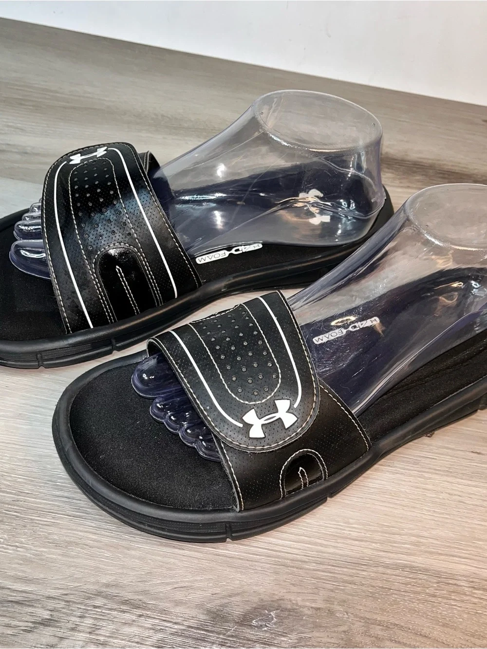Under Armour Black Slip-On Adjustable Sports Slides